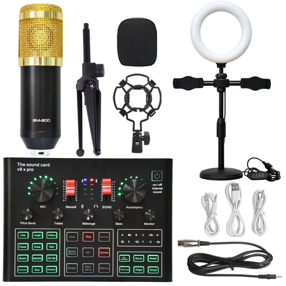 Micrófono De Condensador De Estudio (dorado), Apto Para Karaoke.