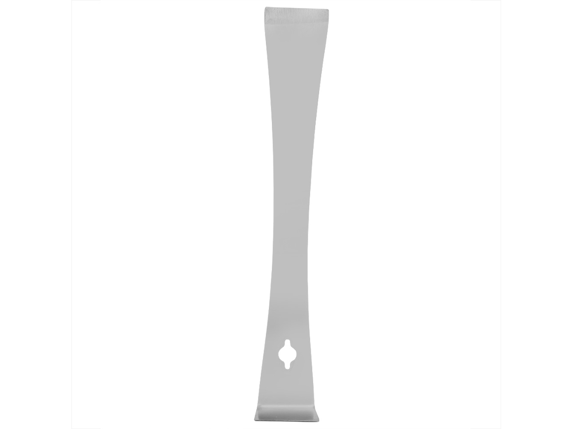 Gancho pelacables Primerox de acero inoxidable con estructura de panal y cuerda de madera.