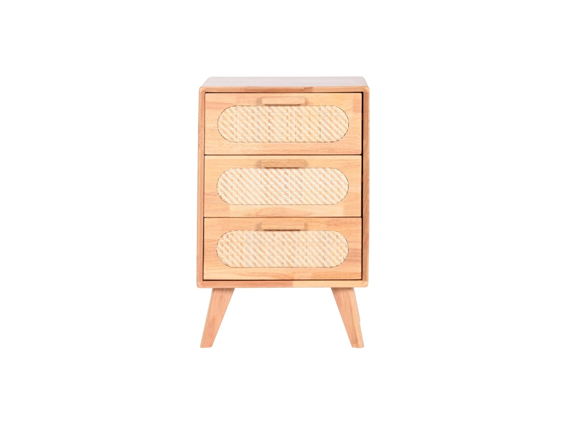 Cajonera Rubberwood Ratán Natural 40x30x63cm