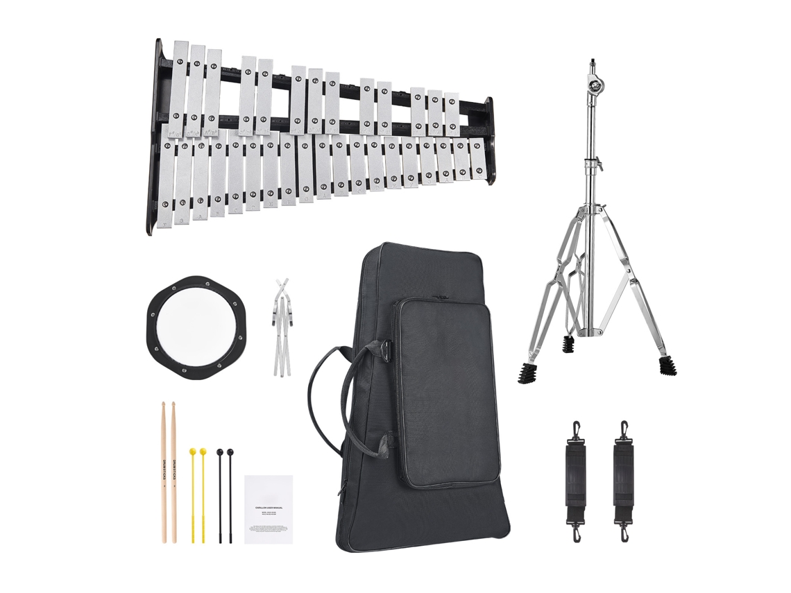 Kit de Glockenspiel de 32 notas con mazos Succebuy, soporte y almohadilla de práctica
