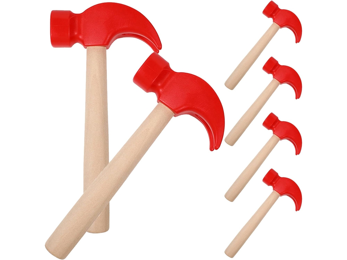 Juego de 6 martillos de madera, juguete Montessori para niños y niñas, tamaño pequeño, simulación de martilleo. CHABERLU