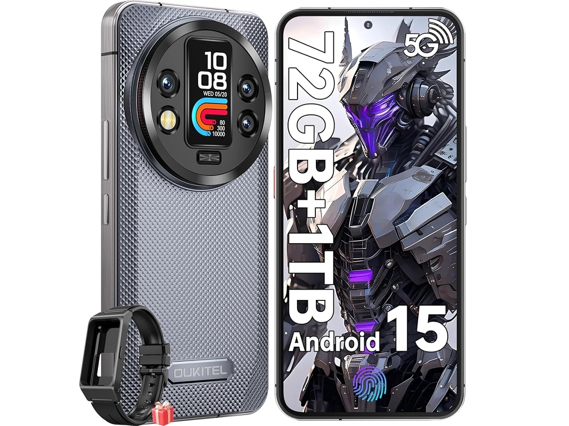 Smartphone Resistente 5g Oukitel Wp200 Pro Con Auriculares Bluetooth 72 Gb 1 Tb 6.7" Fhd+ 120hz 8800 Mah 108 Mp Nfc Gris