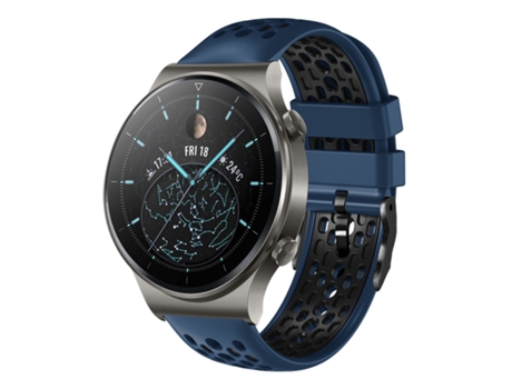 Correa de reloj inteligente para Huawei Watch GT2 Pro 22 mm Correa de reloj de silicona transpirable de dos colores (azul medianoche + negro)