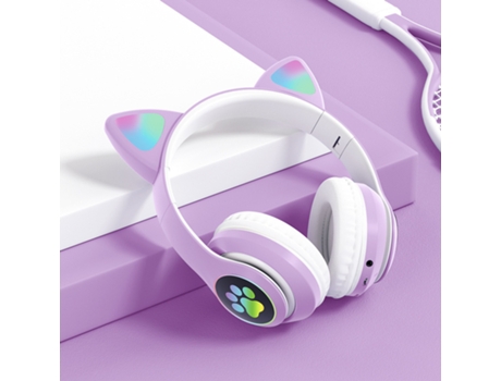 Auriculares inalámbricos SENLIN para juegos con orejas de gato para niños