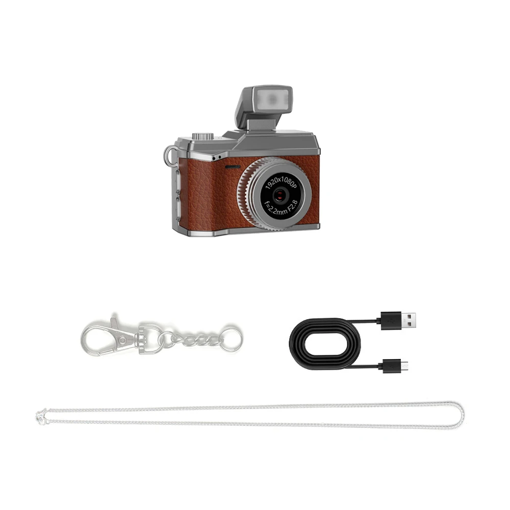 (marrón-128gb) Mini Cámara, Pantalla Ips De 0,96 Pulgadas, 1080p, Con Flash Led Y Múltiples Filtros.
