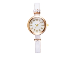 Reloj De Pulsera De Cuarzo Sencillo E Informal Con Correa De Pu Blanca - Regalo
