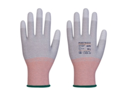 Guantes resistentes a cortes Portwest LR13 ESD, paquete de 12, blanco/gris, talla S