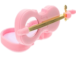 Joyero Terciopelo Forma Violín Guardar Proteger Anillos Collares Rosa