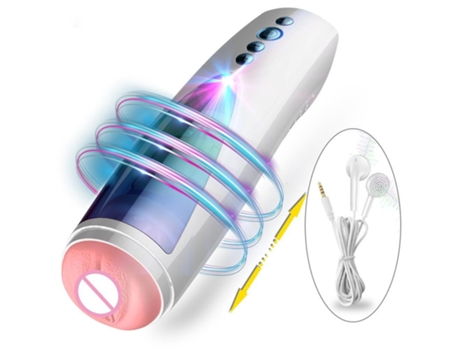 Copa masturbadora masculina de silicona con rotación telescópica automática (blanco) YIZHOOD