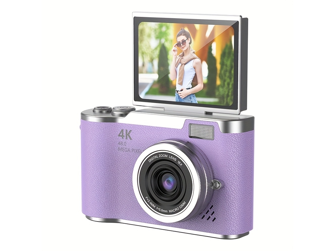 Cámara digital HD de 2,4 pulgadas con luz de relleno Cuich (morada)