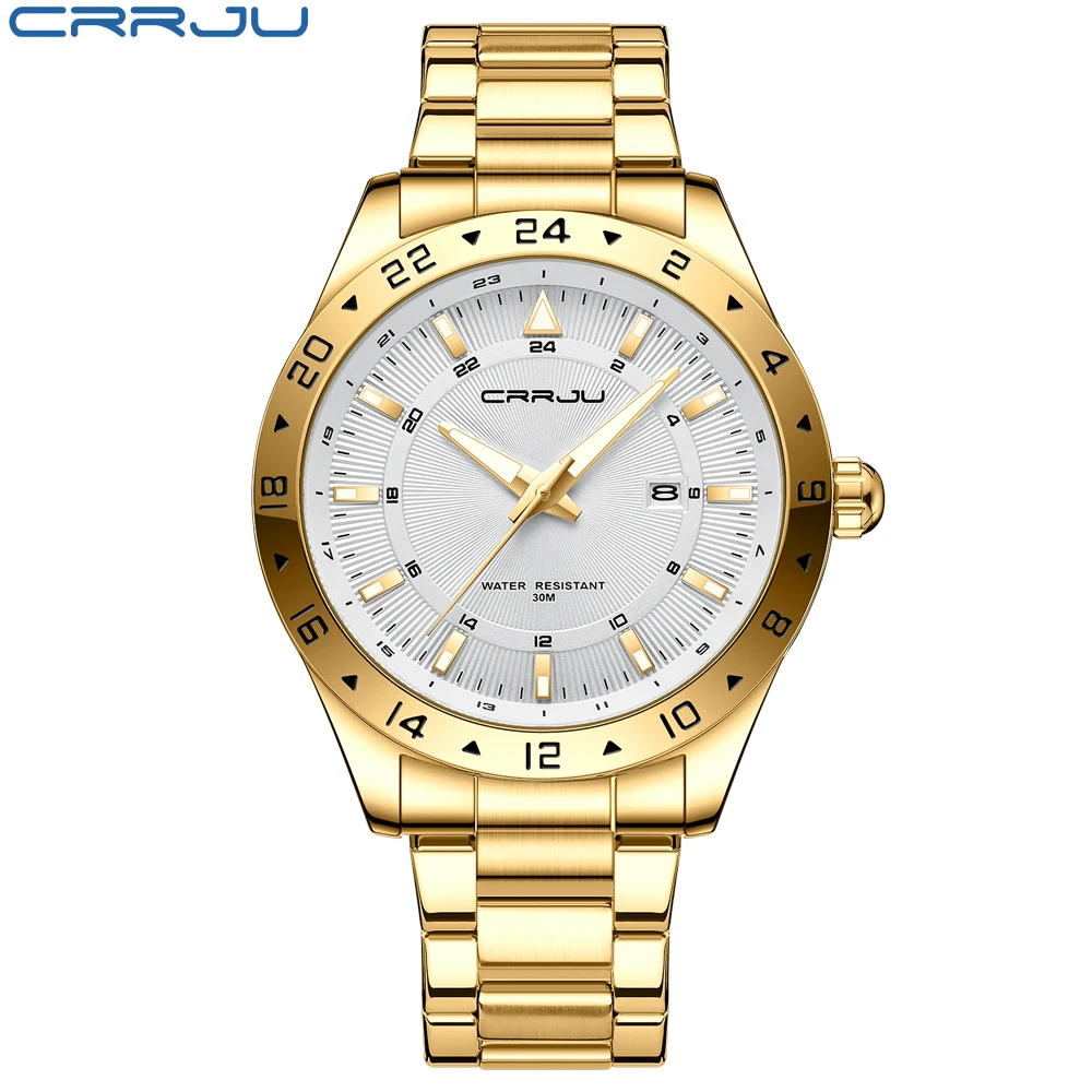 Reloj Deportivo De Acero Inoxidable Para Hombre (dorado), Resistente Al Agua, Con Fecha Y Día Luminosos.