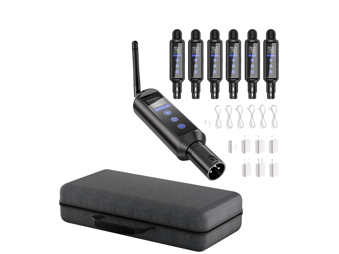 Transmisor DMX inalámbrico, batería interna, control táctil, enchufe europeo.