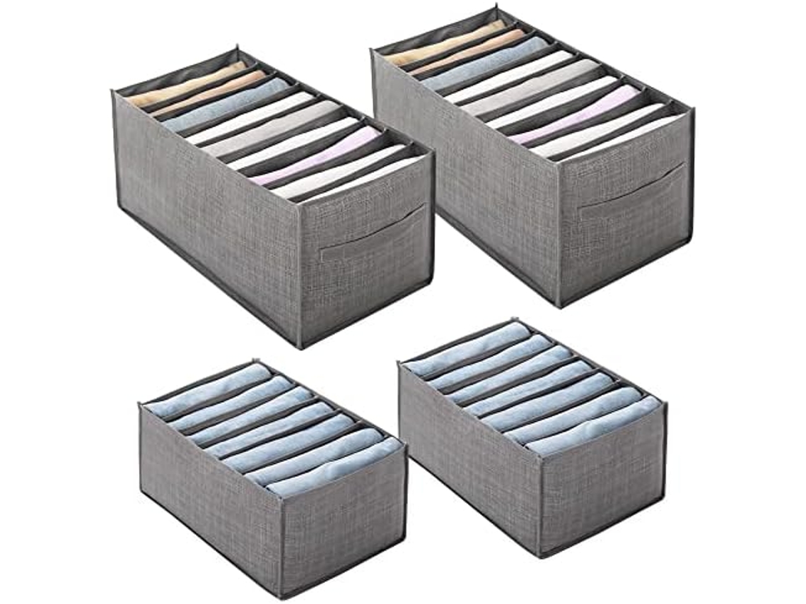 Caja de Almacenaje Contenedores Tejida Organizadores RNEMITERY Tecido Gris (25x35x12cm)