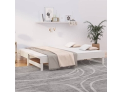 Sofá Cama Extraíble Madera Maciza De Pino Blanco 2x(80x200) Cm