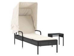 Chaise longue de mimbre negro con dosel y mesa EXCLUSIVA MAISON