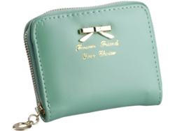 Cartera De Mujer En Cuero Pu - Monedero Y Tarjetero Moderno - Verde