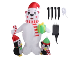 Pingüino inflable navideño con luces de colores (1,8 m)