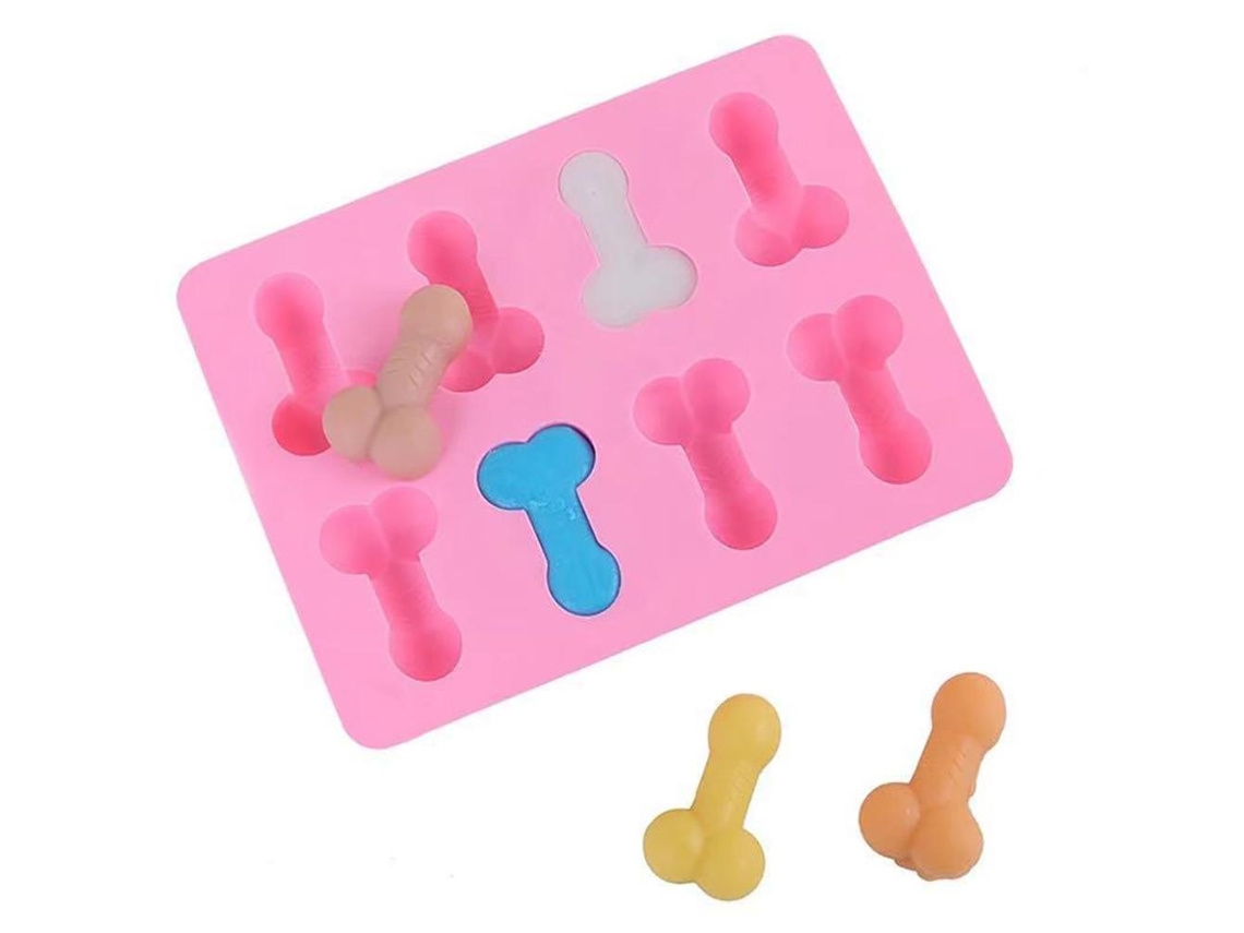 Molde de silicona reutilizable con forma de pene de 8 cavidades, ideal para hacer chocolate, pasteles, helados y bombas de chocolate caliente. Herramienta para hacer gelatina.