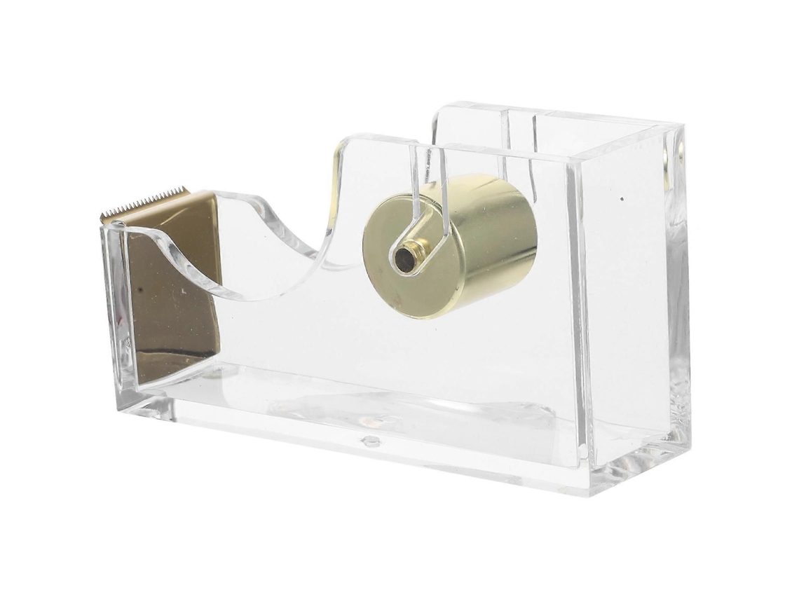 Dispensador de cinta adhesiva dorada para mesa, cortador de cinta adhesiva para uso doméstico, 2 piezas de acrílico. GOKOCO