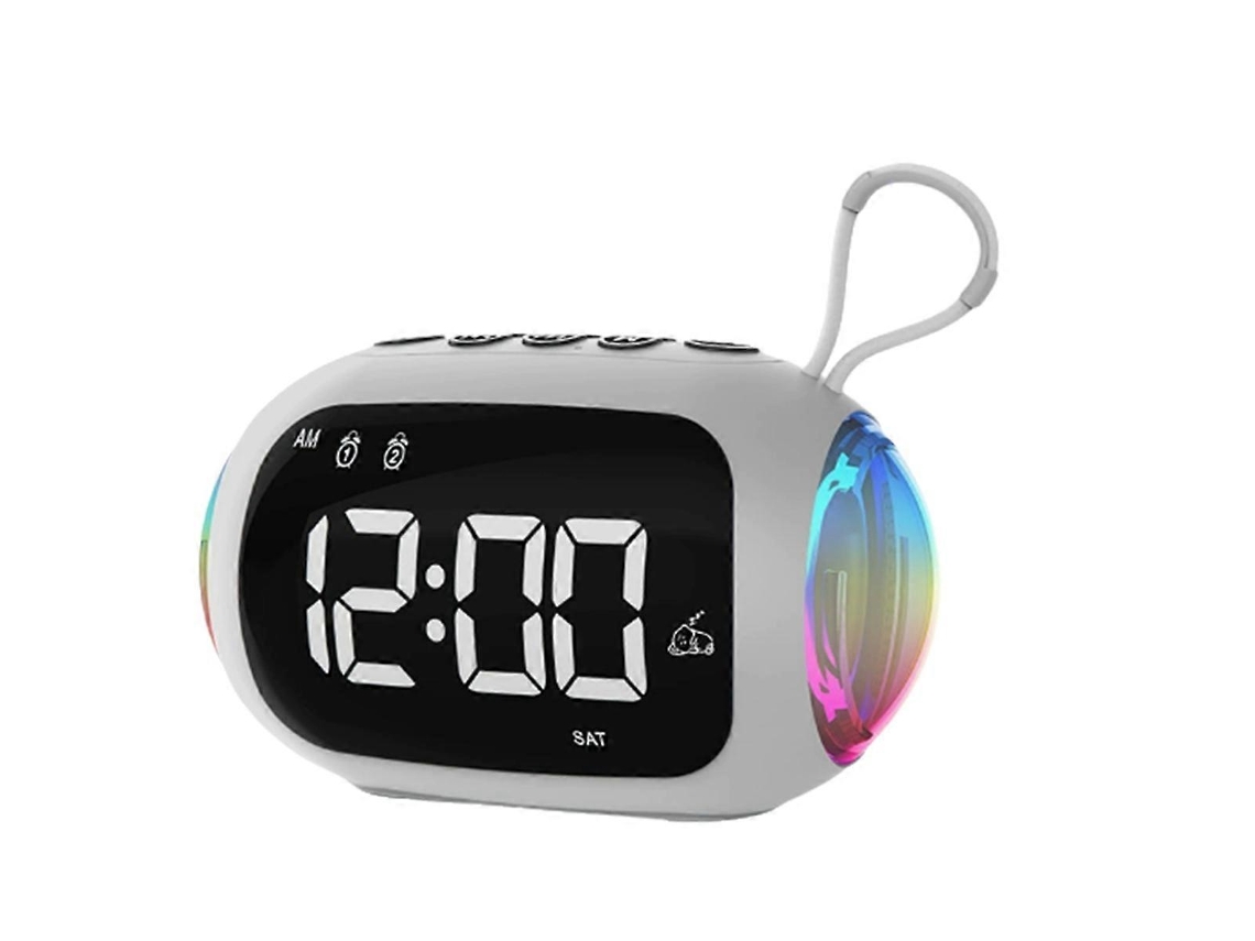 Despertador con radio FM y altavoces Bluetooth, subwoofer con luz de colores, B Chennnls