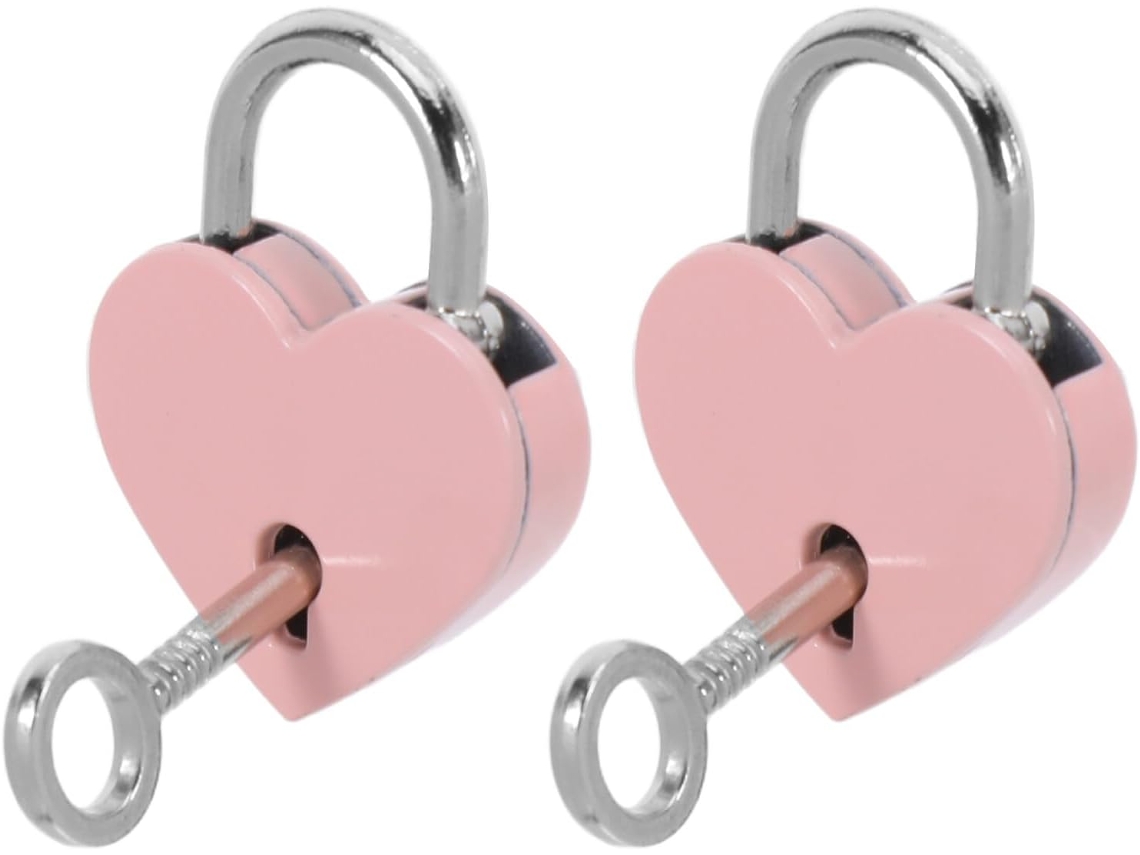 Candado 2 Pequeño Corazón Mini Aleación Rosa Llave Piezas