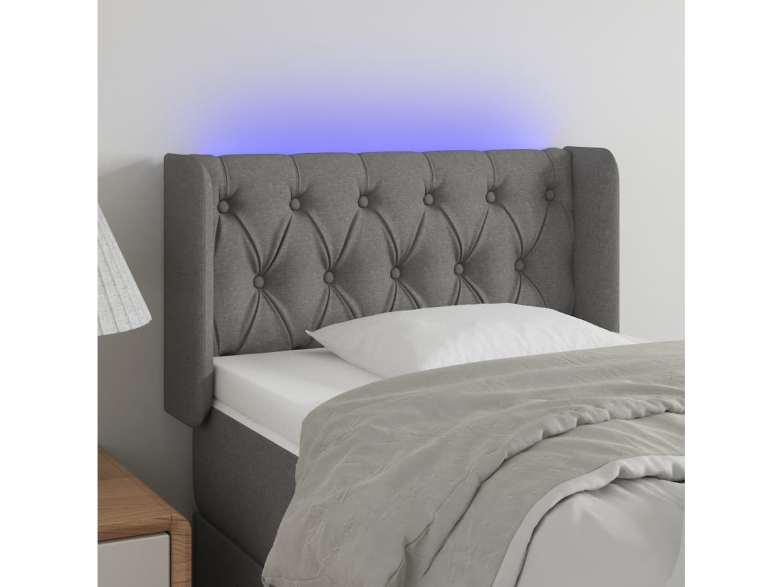Cabecero Con Led De Tela Gris Oscuro 83x16x78/88 Cm