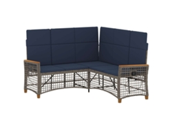Maison Exclusive - Conjunto De Sofá Reclinable De Jardín Manual Gris Y Azul Marino