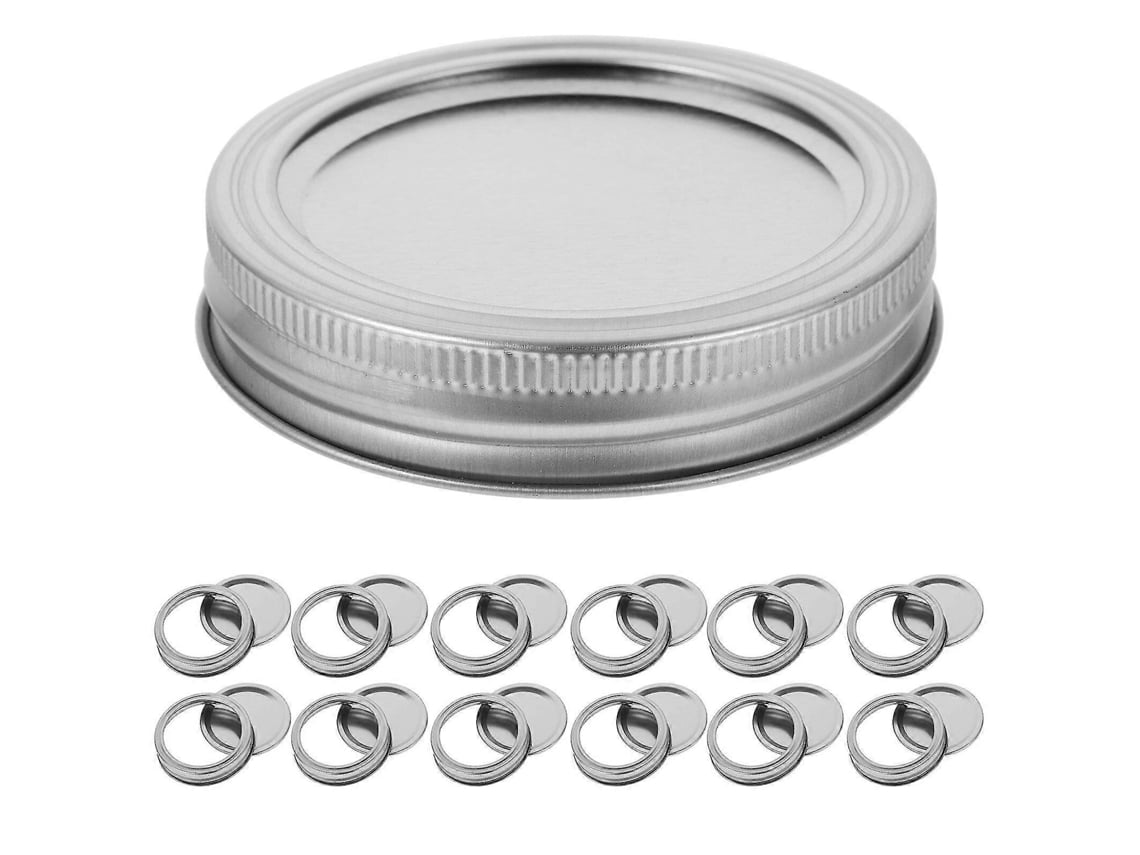 12 Tapones Y Anillos De Vidrio Ancho Para Enlatar, Sellado Hermético Y Reutilizable, Material De Hierro Duradero 8,9x8,9cm Plata