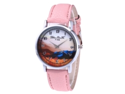Reloj De Pulsera Analógico De Cuarzo Con Esfera Redonda Rosa A La Moda