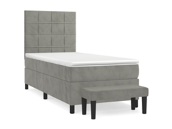 Estructura De Cama Con Muelles/Colchón 90X190 Cm Terciopelo Gris Claro