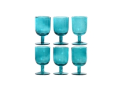 Set 6 Copa Cristal 300ml Burbujas Turquesa 8x8x14cm
