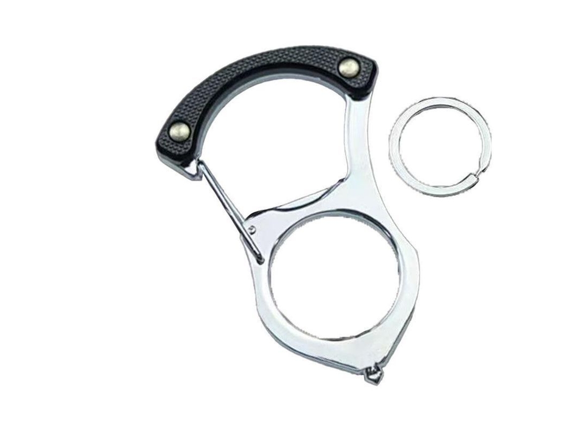 Ganchillo Portátil De Autoprotección Llavero Multifuncional Para Coche De Aleación Con Cadena De 50 Cm Negro