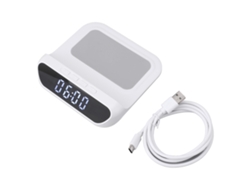 Reloj Despertador Digital Con Carga Inalámbrica Rápida, Pantalla Led, Indicador De Temperatura Blanco.