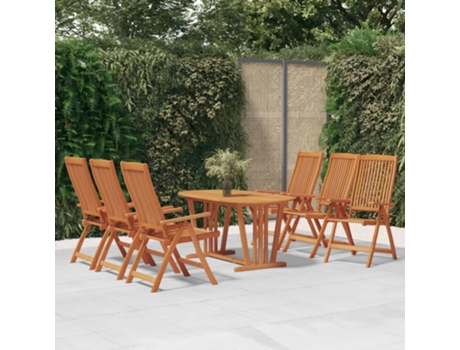 Conjunto 7 de comedor para jardín VIDAXL madera maciza de eucalipto