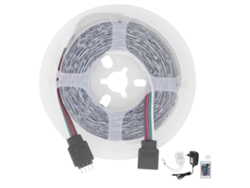 Tira de LED RGB de 5 m con 300 LED regulables, 12 V y mando a distancia para decoración de interiores y exteriores.