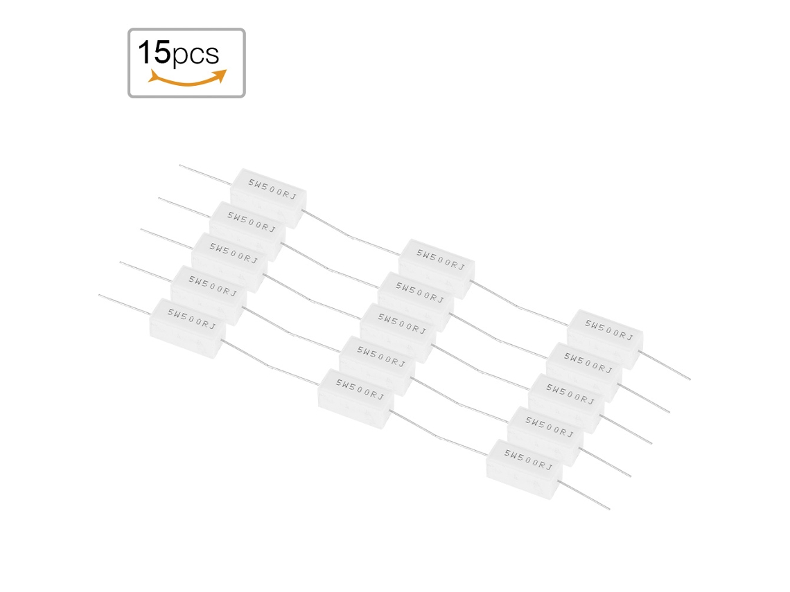 15 Piezas Resistencia De Potencia Bobinada De Alambre Cerámica Cemento 5w 500 Ohm 5% Blanca