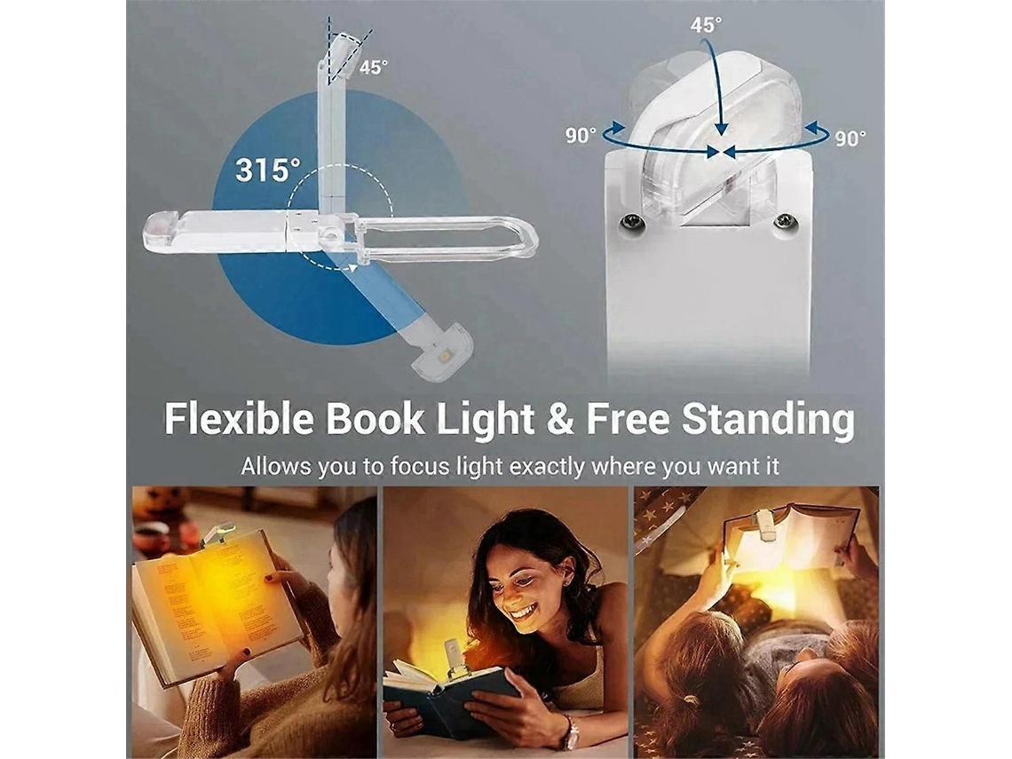 Mini lámpara de lectura recargable con clip, marcapáginas, luz LED portátil para mesita de noche. Nostalgia88