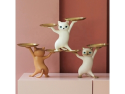 Bandeja organizadora de llaves con forma de gato divertida para la entrada, decoración de mesa del hogar, resina con gato en pose divertida.