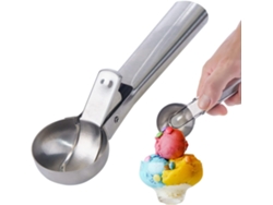 1 cuchara para helado, cuchara para helado de acero inoxidable con gatillo de liberación