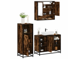Conjunto de 3 piezas de muebles sanitarios de roble ahumado, madera procesada, Wsd90298 Lovely Home