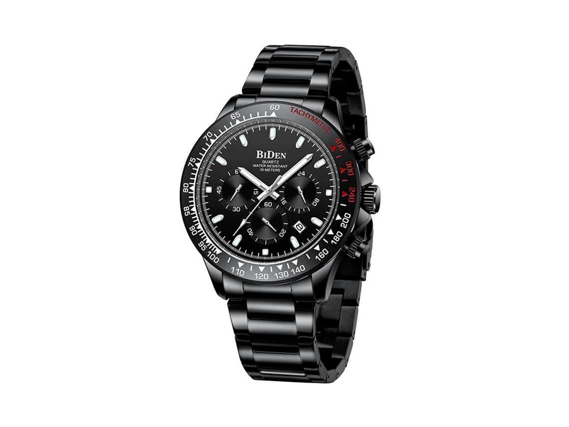 Reloj De Pulsera De Cuarzo De 6 Manecillas Para Hombre, Elegante Y Con Calendario, Correa Deportiva De Acero Inoxidable (negro).