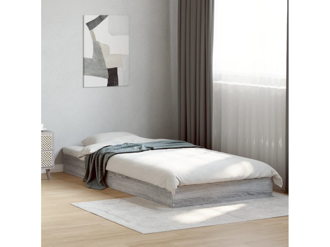 Estructura De Cama Madera De Ingeniería Gris Sonoma 75x190 Cm