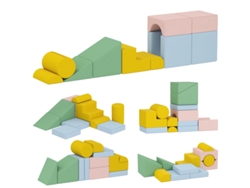 Bloques De Construcción Blandos, 12 Piezas, Terciopelo De Espuma De Tela, Lavables, Color Pastel.