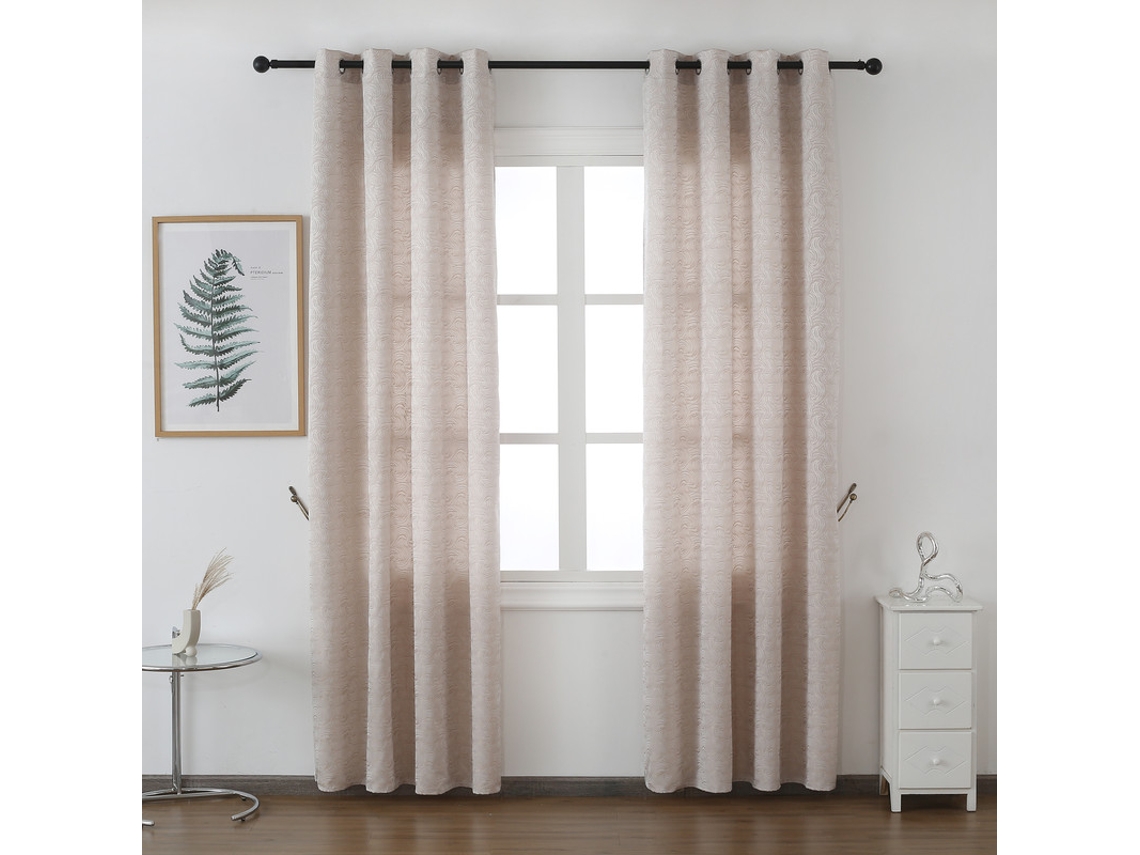 Cortina con estampado de rayas giratorias marrón claro 140 x 260 cm - Individual