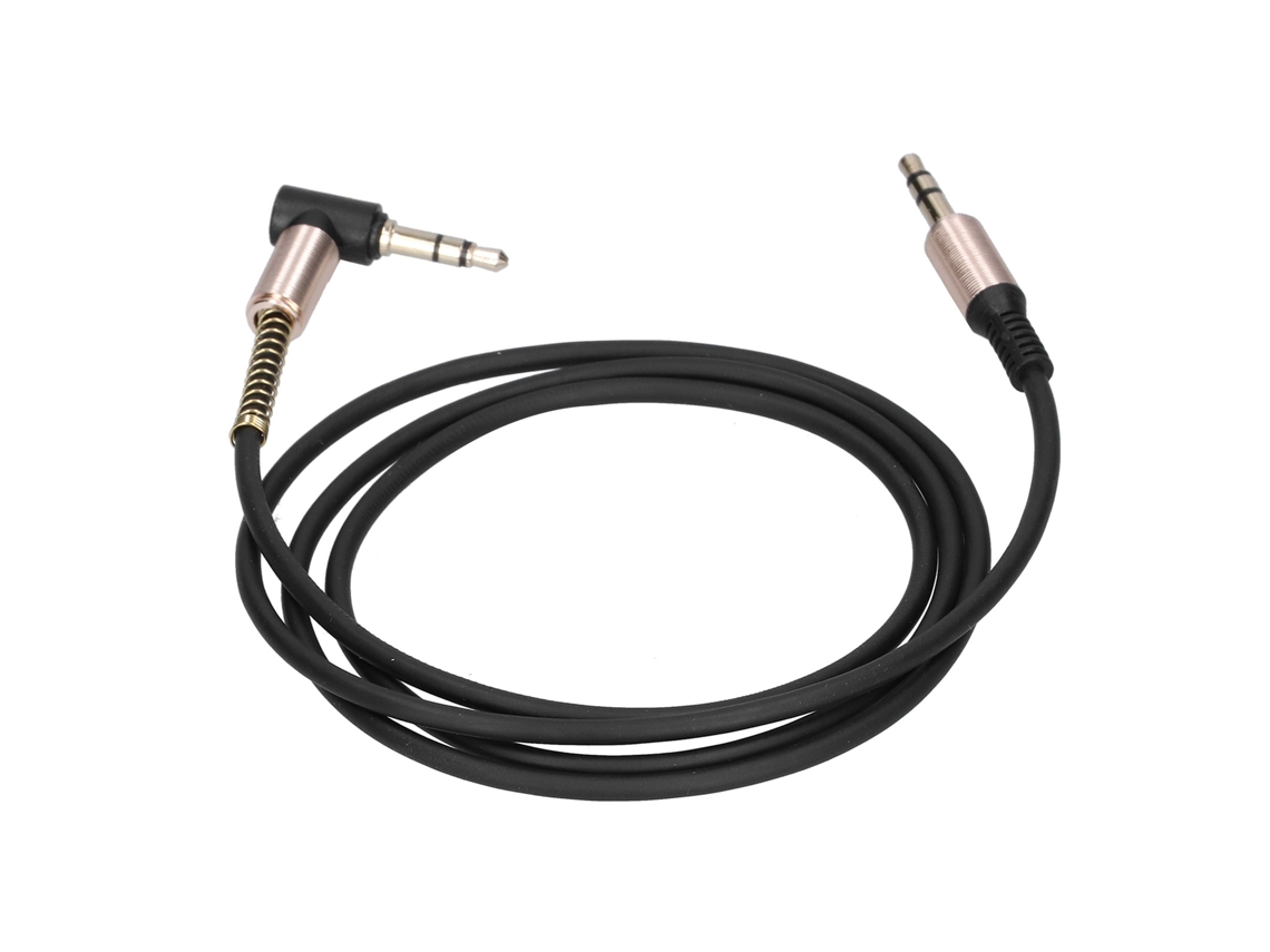 Cable De Extensión De Audio Auxiliar De 3,5 Mm Macho A Macho Con Codo Para Coche, 1 M, Negro