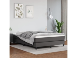 Estructura De Cama Sin Colchón Cuero Sintético Gris 140x190 Cm
