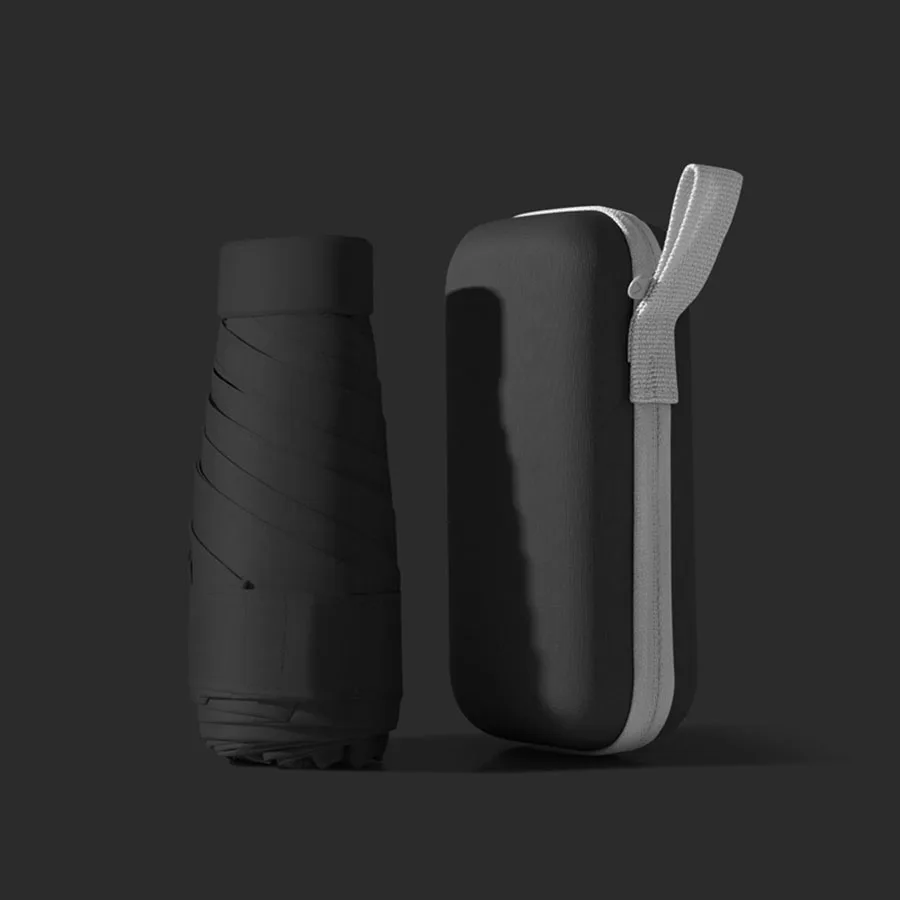 (negro, 6k) Mini Paraguas Plegable Ultraligero Y Portátil Con Caja De Almacenamiento, Apertura Y Cierre Manual, Proporciona Protección Solar.