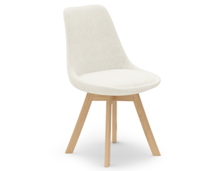 Silla de Comedor Tapizada Tulipán Blanco Bouclé 54x49x83cm TULIP STYLE