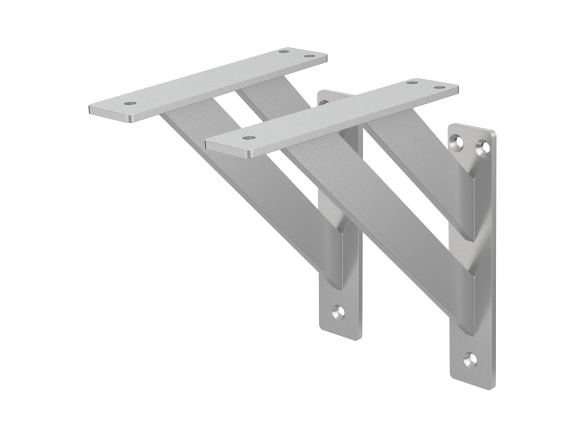 Juego de 2 soportes de estantería 180x180 mm aluminio plateado ML-DESIGN