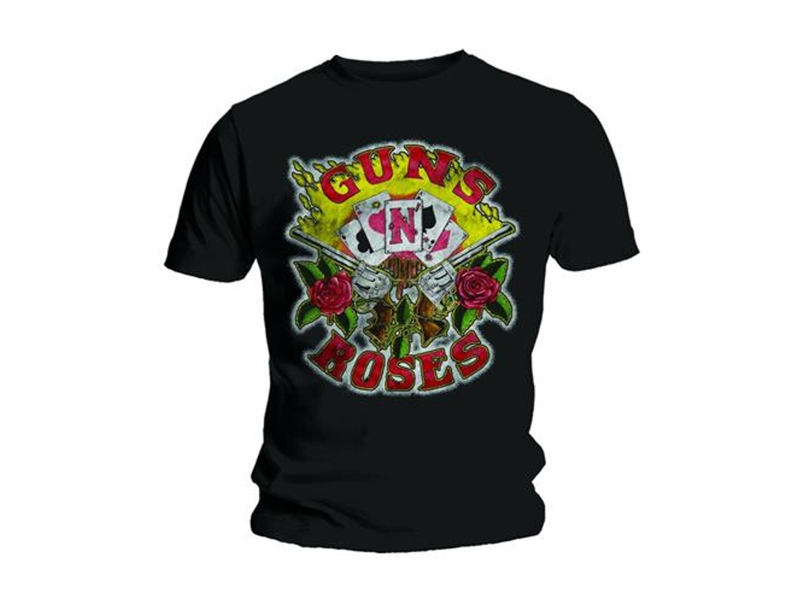 Camiseta ROCK OFF Guns N Roses - Cards Negro (Talla: XL)